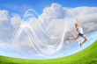Modern style dancer against blue sky