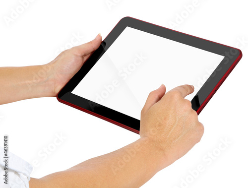 Photo: touching tablet pc incl. clipping paths touching tablet pc incl. clipping paths