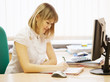 businesswoman writing on her  workplace