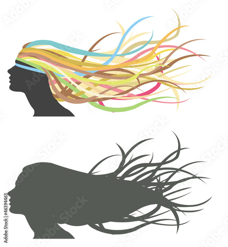 Vector: Fluttering hair on woman dummy. Fluttering hair on woman dummy.