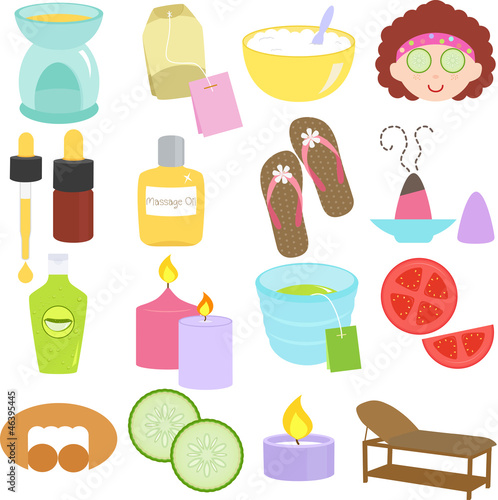 Vector: Beauty tools, Spa Icons, Relaxation, Massage in Pastel Beauty tools, Spa Icons, Relaxation, Massage in Pastel
