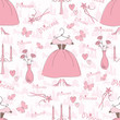 Seamless pattern with accessories of a princess
