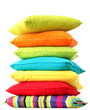 Colorful pillows isolated on white