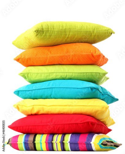 Photo: Colorful pillows isolated on white Colorful pillows isolated on white