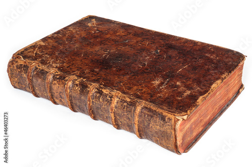 Photo: Seventeenth century antique book isolated on white Seventeenth century antique book isolated on white
