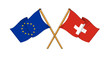 Illustration: European Union and Switzerland alliance and friendship European Union and Switzerland alliance and friendship