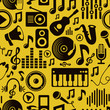 Vector music seamless pattern with icons