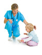 Foto: Doctor with toddler child isolated on white Doctor with toddler child isolated on white