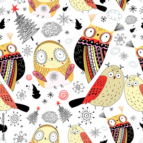 Vector: seamless pattern of owls seamless pattern of owls