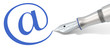 Contact Us. At symbol and Fountain Pen. Blue and Steel.
