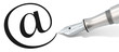 Contact Us.At symbol and Fountain Pen. Black and Brushed Steel.