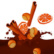 Vector Choco Splash with Hazelnuts, Oranges and Cinnamon
