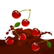 Vector Illustration of a Choco Splash with Cherries