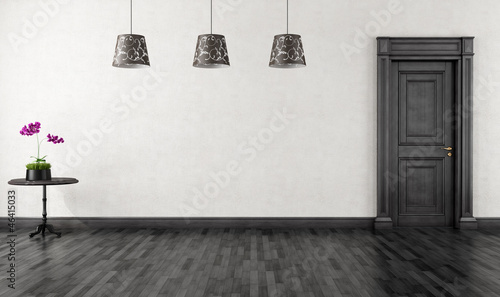 Illustration: black and white vintage room black and white vintage room