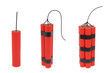 Ilustración: Set of different dynamites with wick Set of different dynamites with wick
