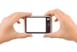 Foto: Photo camera in hands Photo camera in hands