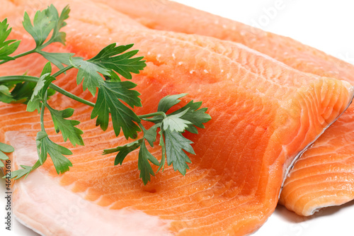 Photo: trout fillet with parsley closeup trout fillet with parsley closeup