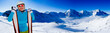 Ski, snow and sun - portrait of female skier