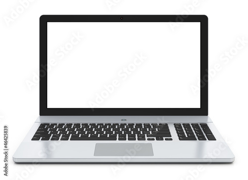 Illustration: Metal laptop with blank screen Metal laptop with blank screen