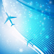 Airplane on blue background