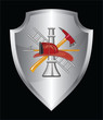 Firefighter Icon On Shield