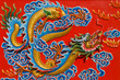The nice dragon wall in chinese temple, Thailand.