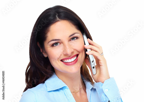 Photo: Woman with a cell phone. Woman with a cell phone.