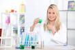 blond scientist in lab