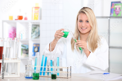 Photo: blond scientist in lab blond scientist in lab