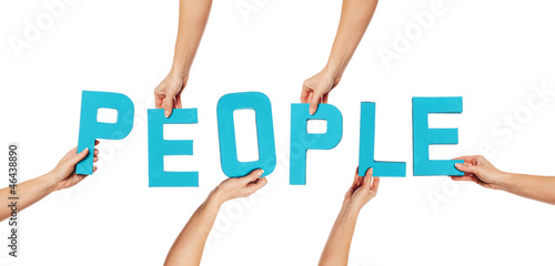 Photo: Turquoise alphabet lettering spelling PEOPLE Turquoise alphabet lettering spelling PEOPLE
