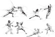 Vector: Fencing. Hand drawings into vector collection Fencing. Hand drawings into vector collection