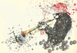 Musician, trumpeter. Hand drawing into vector