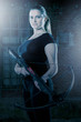 Wild lady - dangerous girl with crossbow in her hands