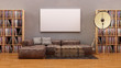 Apartment im Vintage Loft Stil Leder Sofa leinwand Vinyl Regal