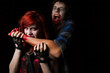 Vampire Female About To Bite Male Victim