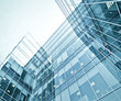 wide angle view to steel blue background of glass