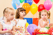 funny children on birthday party