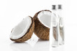 Close up view of spa theme objects on white background