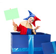 Photo: Clown with blank card Clown with blank card