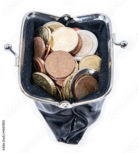 Photo: Wallet with Coins isolated on white Wallet with Coins isolated on white