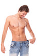 Handsome sexy man with naked torso after weight lose