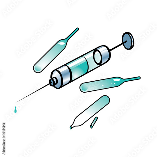 Vector: Drug Abuse - syringe with ampules Drug Abuse - syringe with ampules