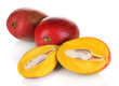 Ripe appetizing mango isolated on white