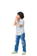 A boy is shouting