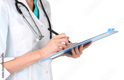 Photo: Hand of doctor with pen writing Hand of doctor with pen writing