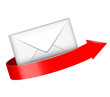 Vector illustration of envelope and red arrow