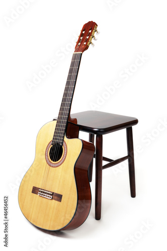Photo: guitar and stool guitar and stool