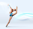 Young woman in gymnast suit posing