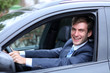 young attractive man young man in the car