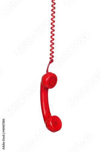 Photo: Red telephone cable hanging Red telephone cable hanging